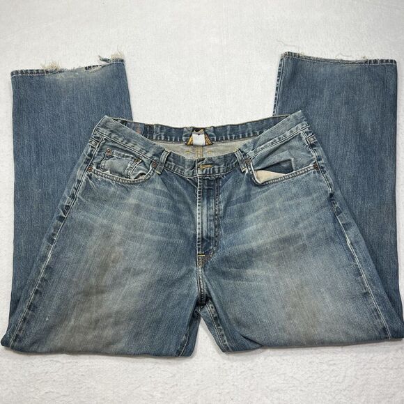 Vintage Lucky Brand Gene Montesano Mens 36 Boot Cut Short Inseam Denim Jeans USA